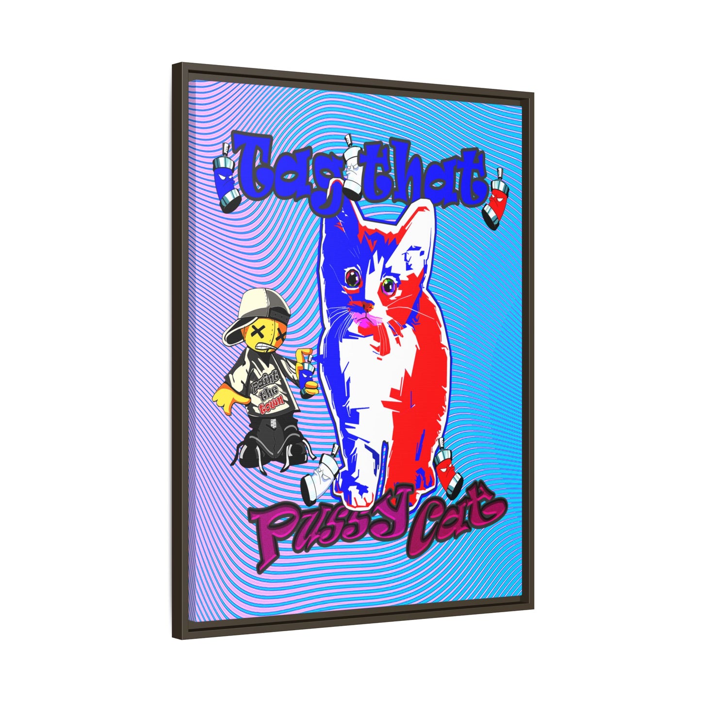 tag that - framed canvas art (light blue-purple wave)