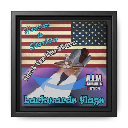 shoot for the stars - framed canvas art (grey-pink wave)