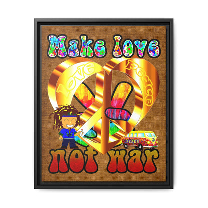love peace - framed canvas art (brown papyrus)