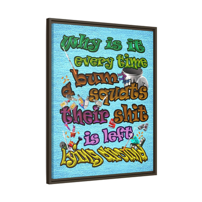 the bum's shit - framed canvas art (faded blue)