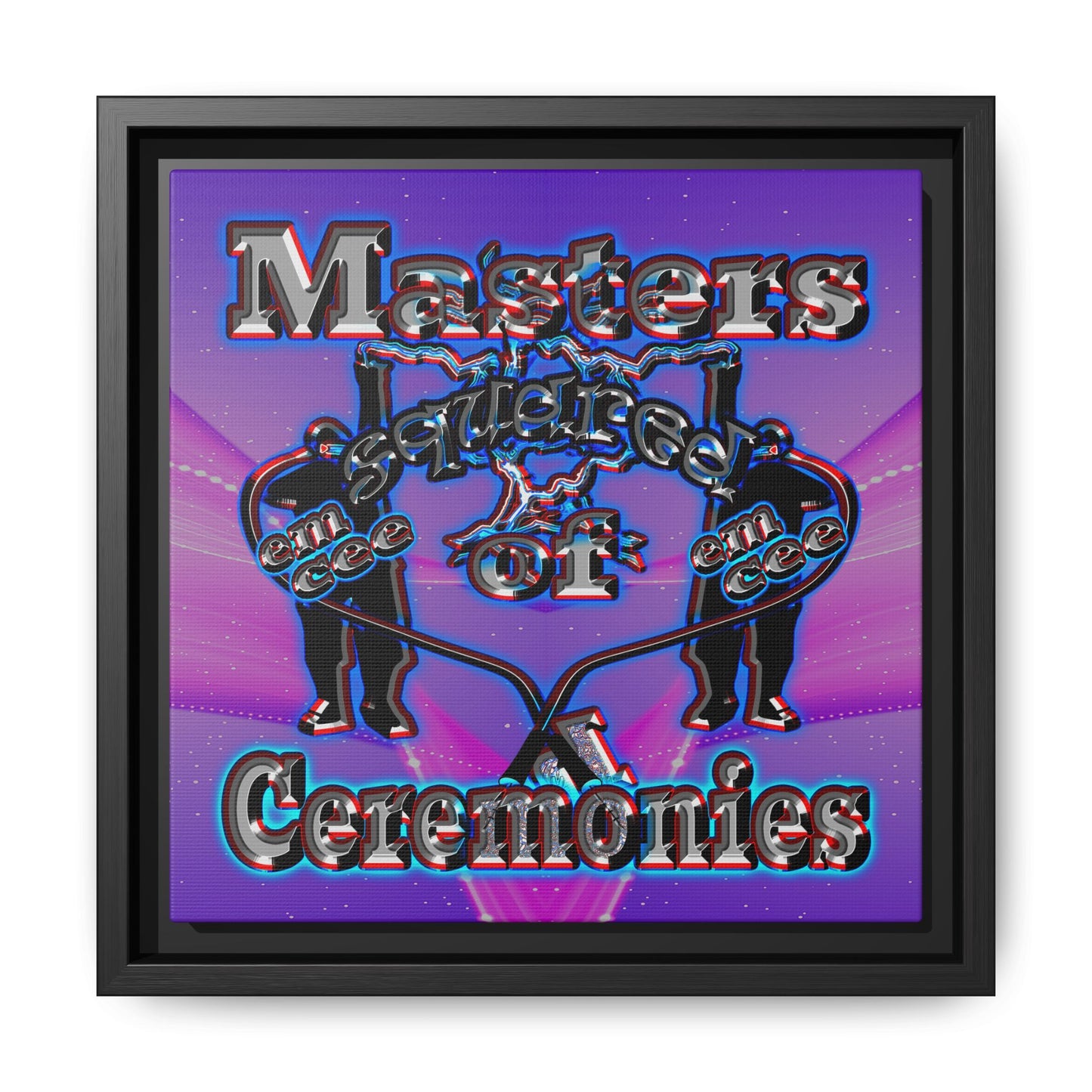 em cee squared - framed canvas art (purple-pink wave)