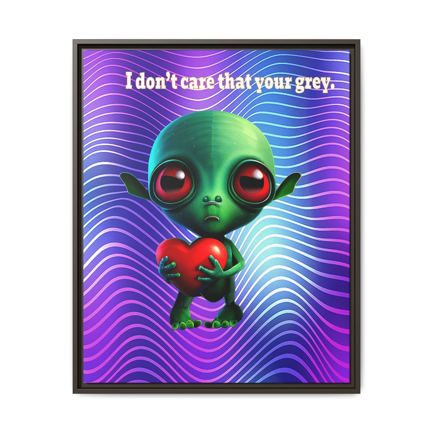 I don't care that your grey - framed canvas art (purple wave)
