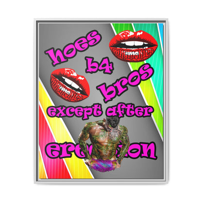 hoes b4 bros - framed canvas art (rainbow split)