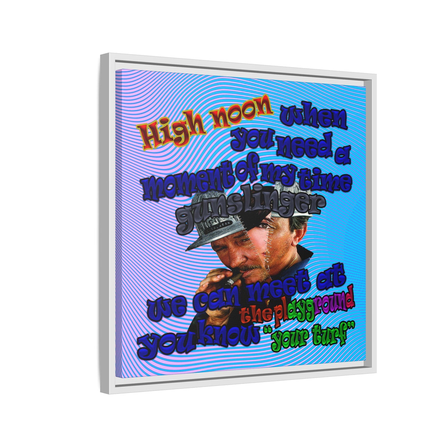 high noon - framed canvas art (light blue-purple wave)