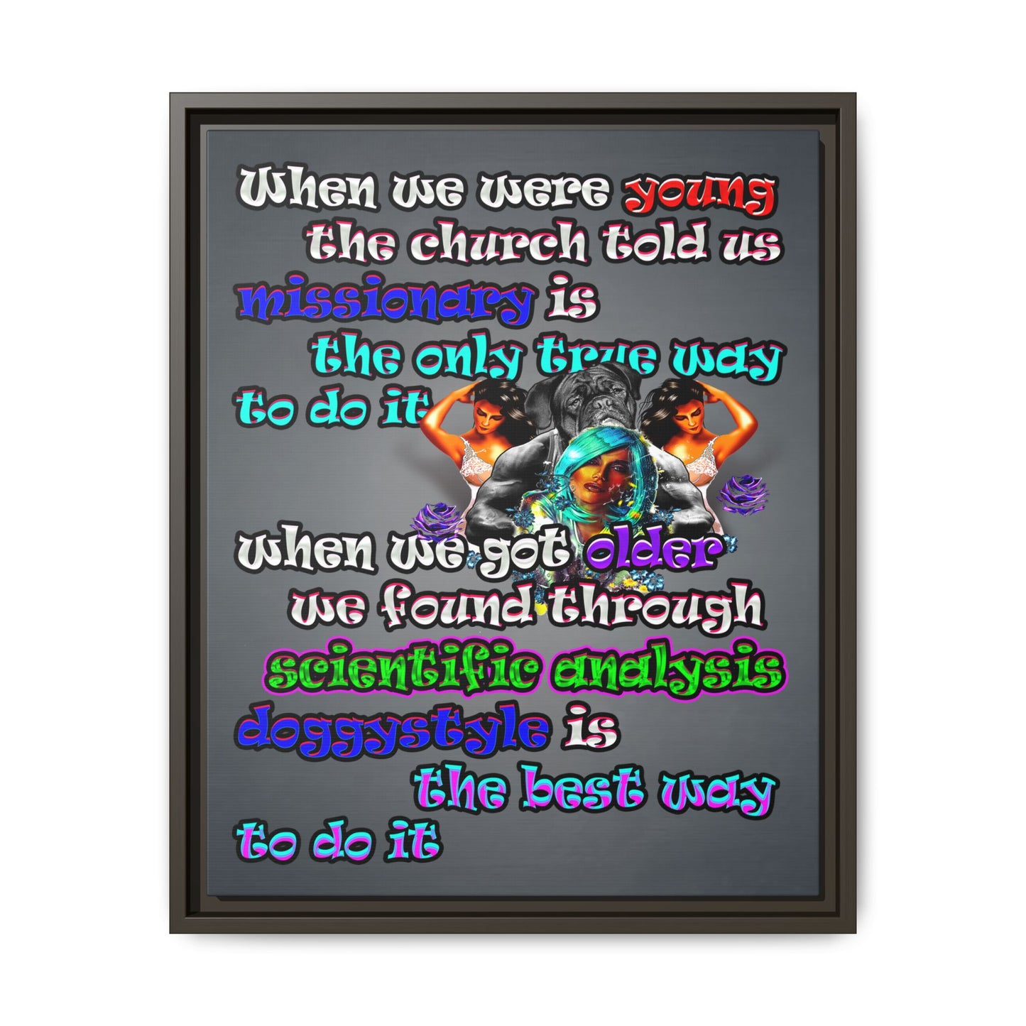 doggystyle - framed canvas art (grey-light grey)