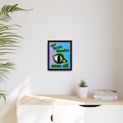 green monster - framed canvas art (light blue-purple wave)
