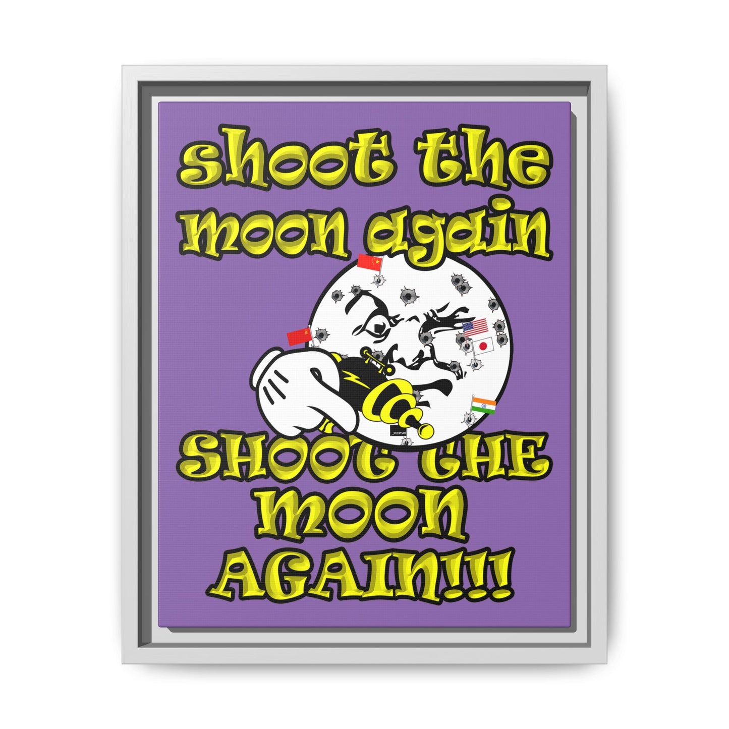 shoot the moon again - framed canvas art (light purple)