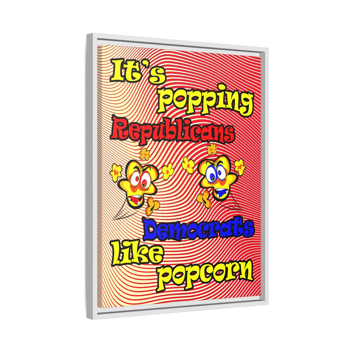 popping like popcorn - framed canvas art (yellow-orange wave)
