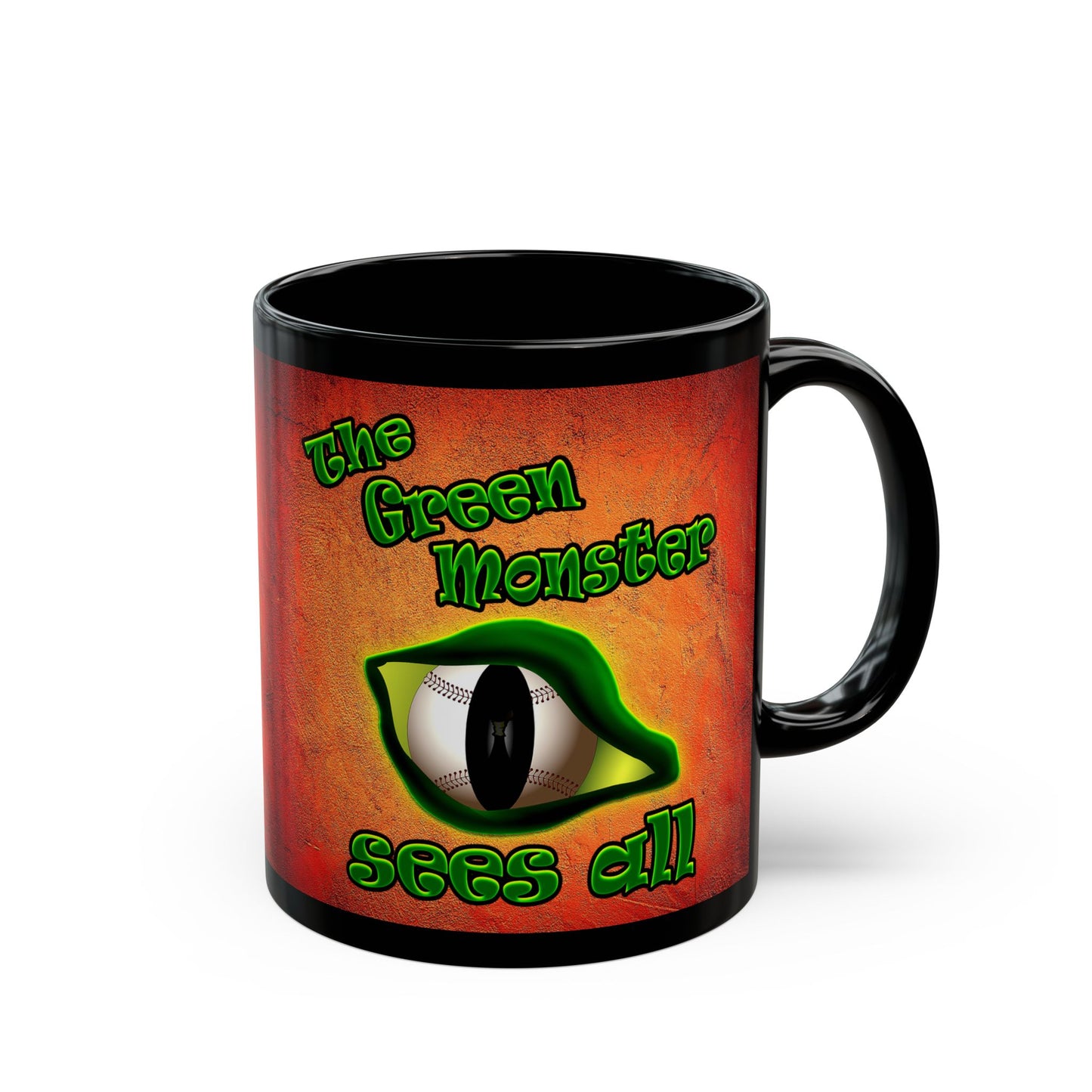 green monster - Black Mug (burnt orange)