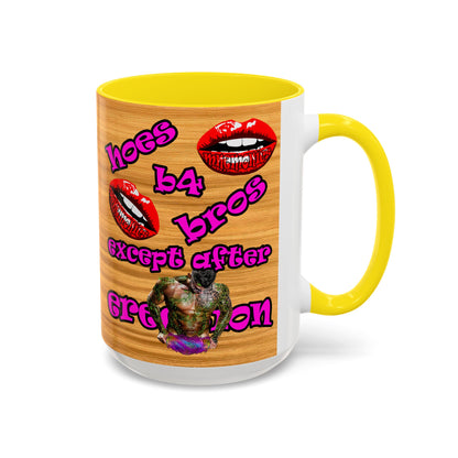 hoes b4 bros - Accent Mug (butterscotch wood finish)
