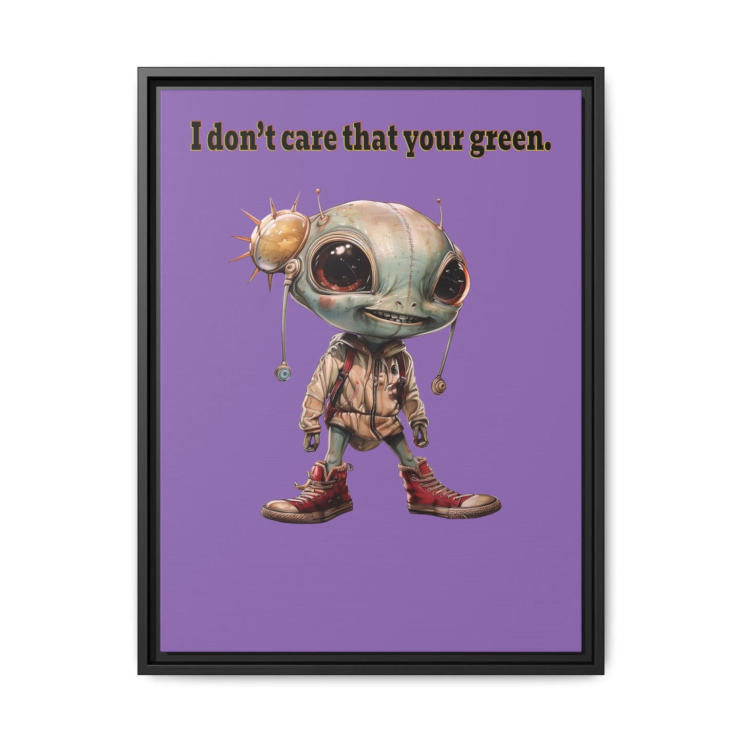 I don't care that your green - framed canvas art (light purple)