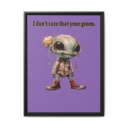 I don't care that your green - framed canvas art (light purple)
