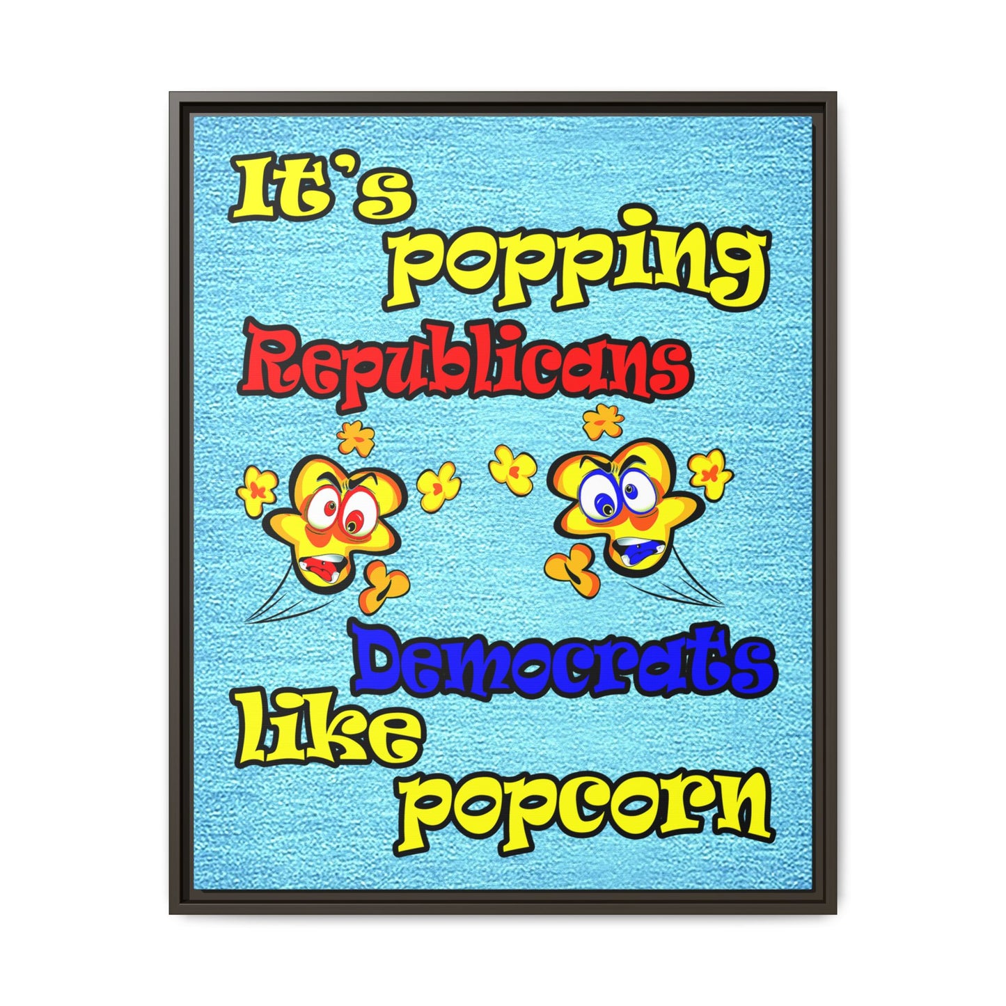 popping like popcorn - framed canvas art (faded dark blue)