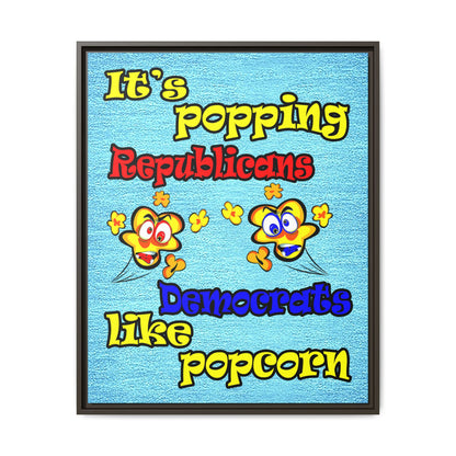 popping like popcorn - framed canvas art (faded dark blue)