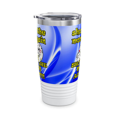 shoot the moon again - Ringneck Tumbler, 20oz (blue-white wave)