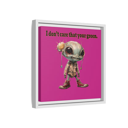 I don't care that your green - framed canvas art (pink)