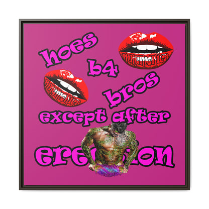 hoes b4 bros - framed canvas art (pink)
