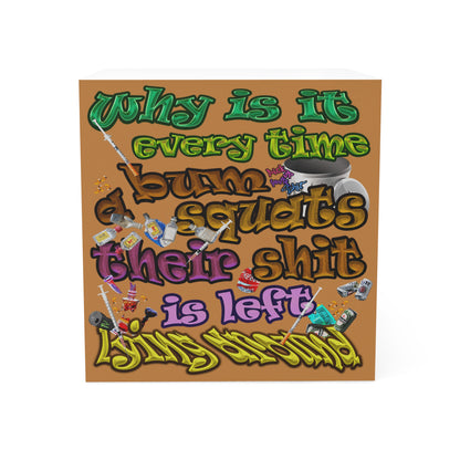 the bum's shit - note cube (light brown)