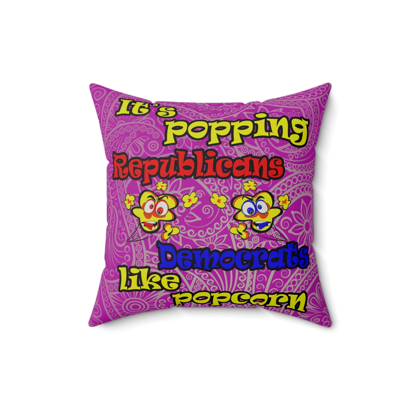 popping like popcorn - Faux Suede Square Pillow - (pink swirl)