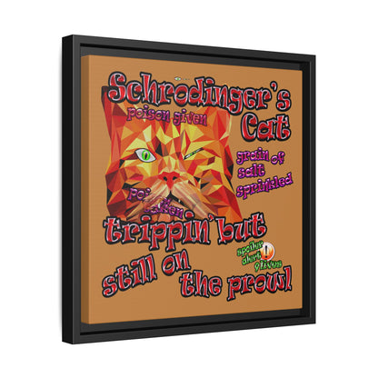 schrodinger's cat - framed canvas art (light brown)
