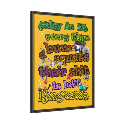 the bum's shit - framed canvas art (yellow)