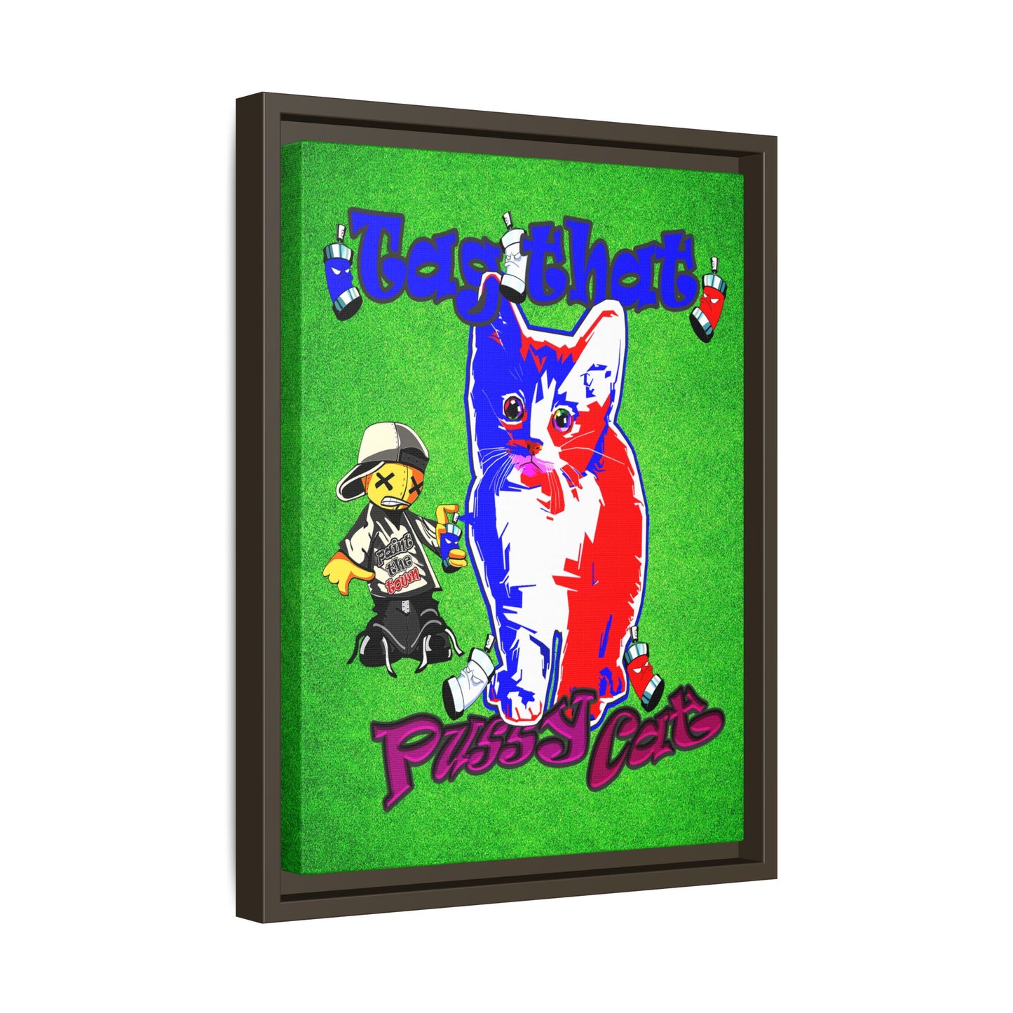 tag that - framed canvas art (green turf)