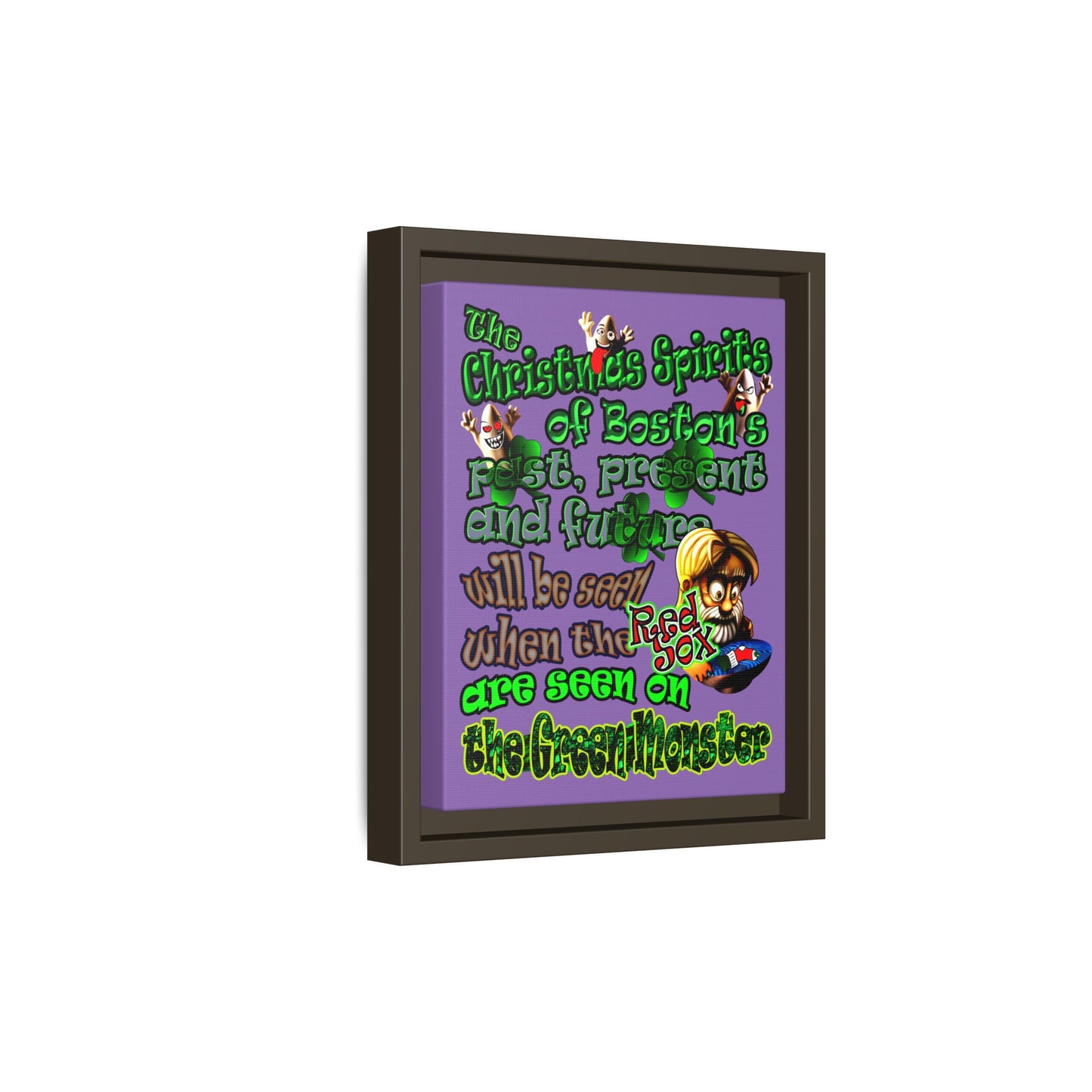 christmas spirits of boston - framed canvas art (light purple)