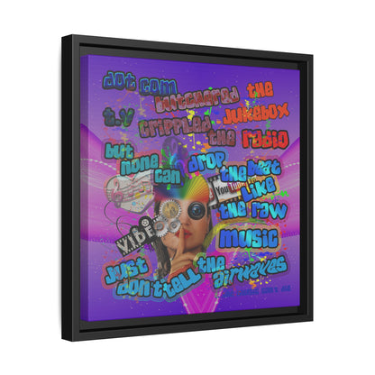 drop the beat - framed canvas art (purple-pink wave)