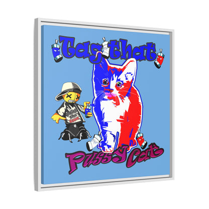 tag that - framed canvas art (light blue)
