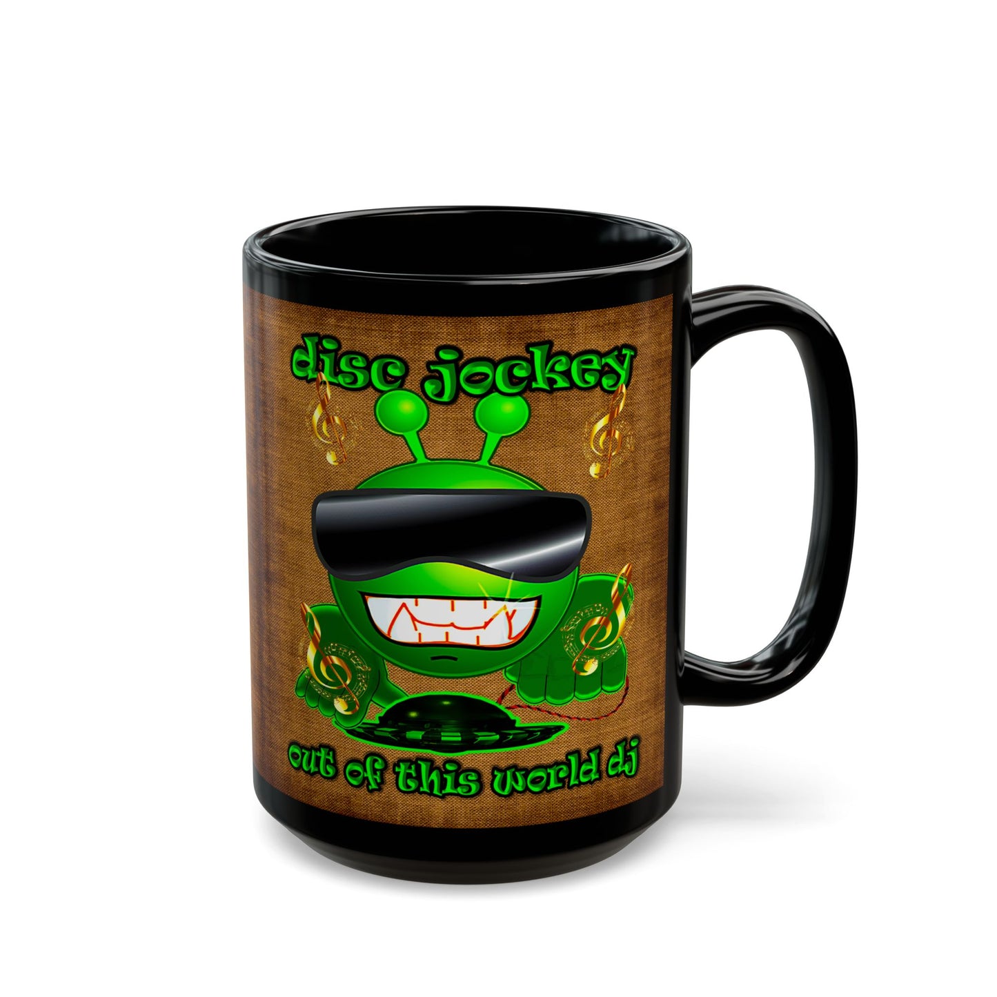disc jockey - Black Mug (brown papyrus)