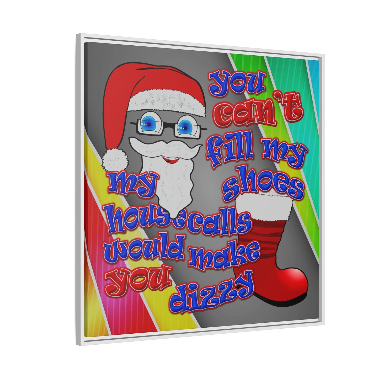santa's shoes - framed canvas art (rainbow split)