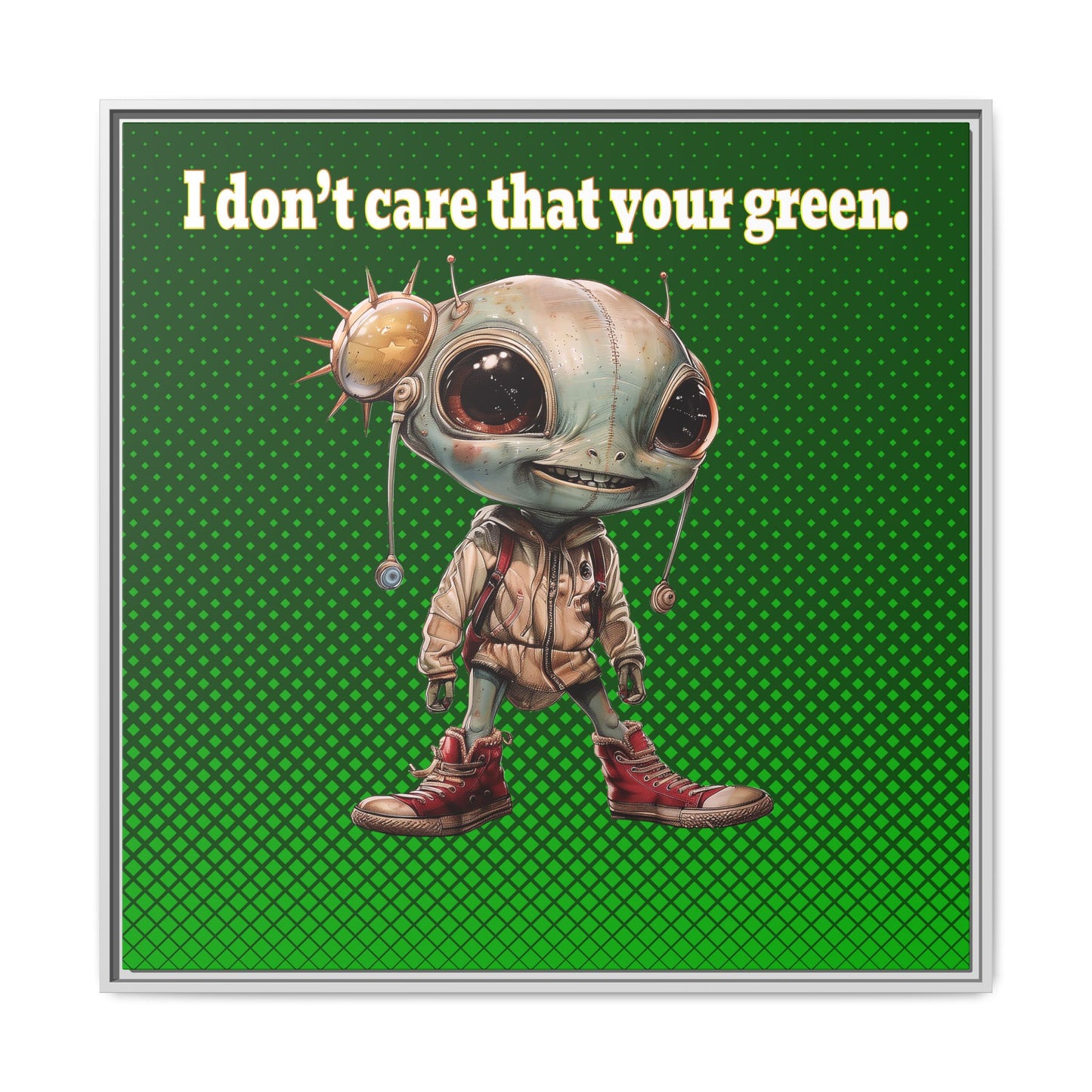 I don't care that your green - framed canvas art (logo green)