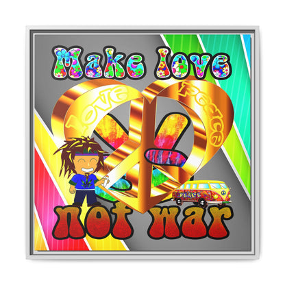 love peace - framed canvas art (rainbow split)