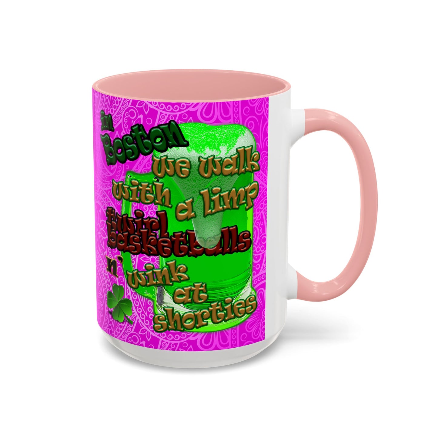 celtics logo - Accent Mug (pink swirl)