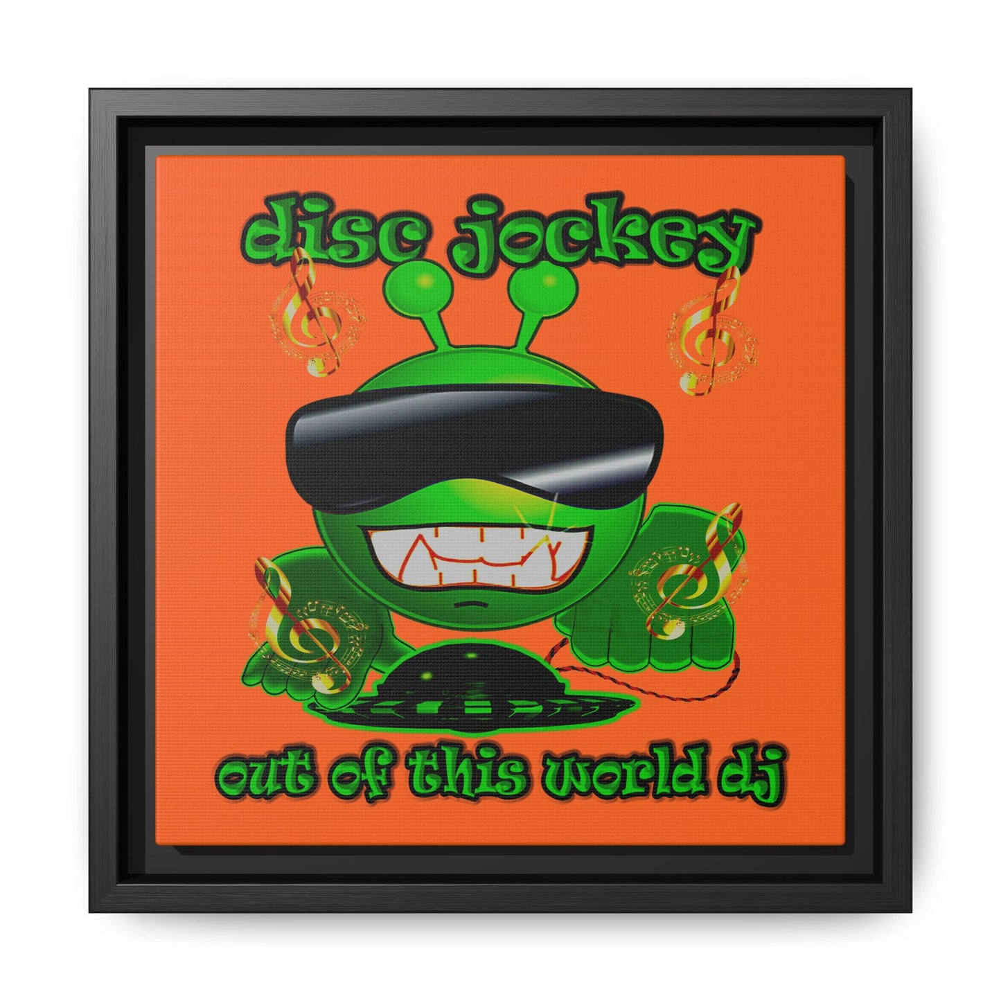 disc jockey - framed canvas art (orange)