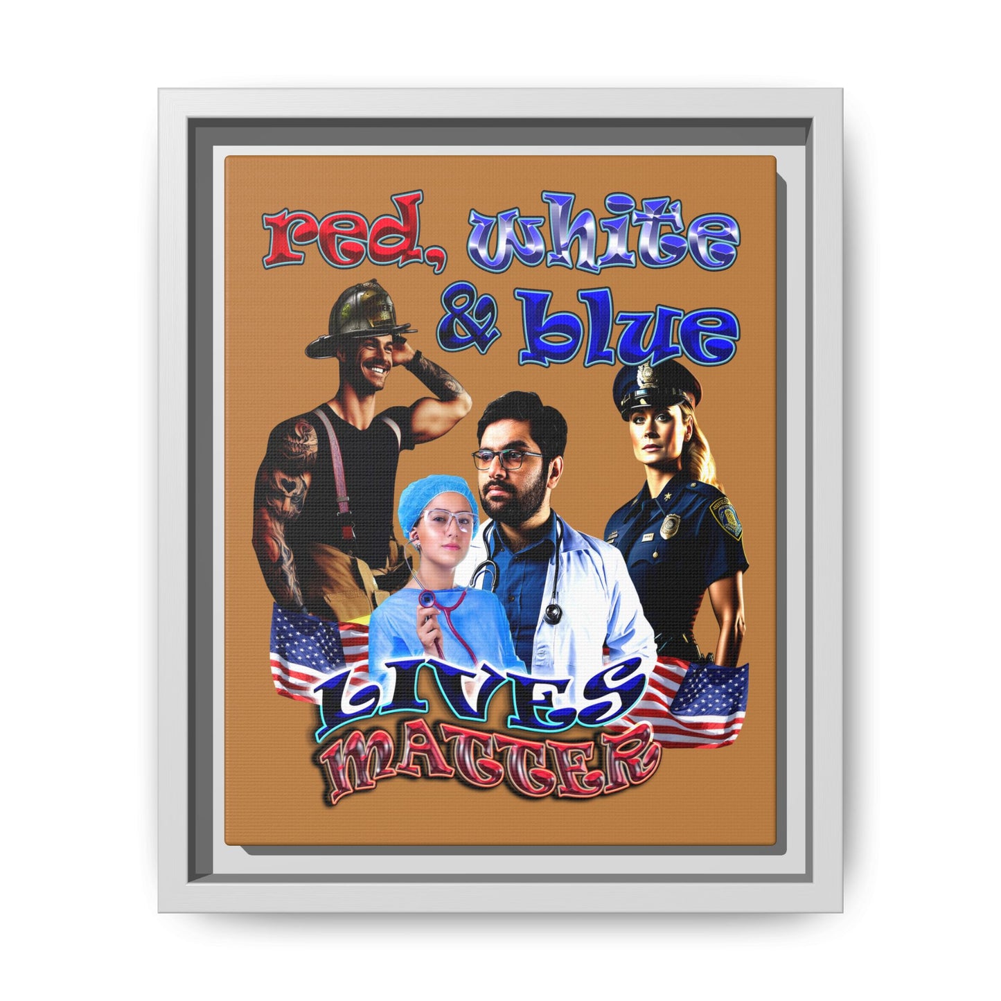 rw&b lives matter - framed canvas art (light brown)