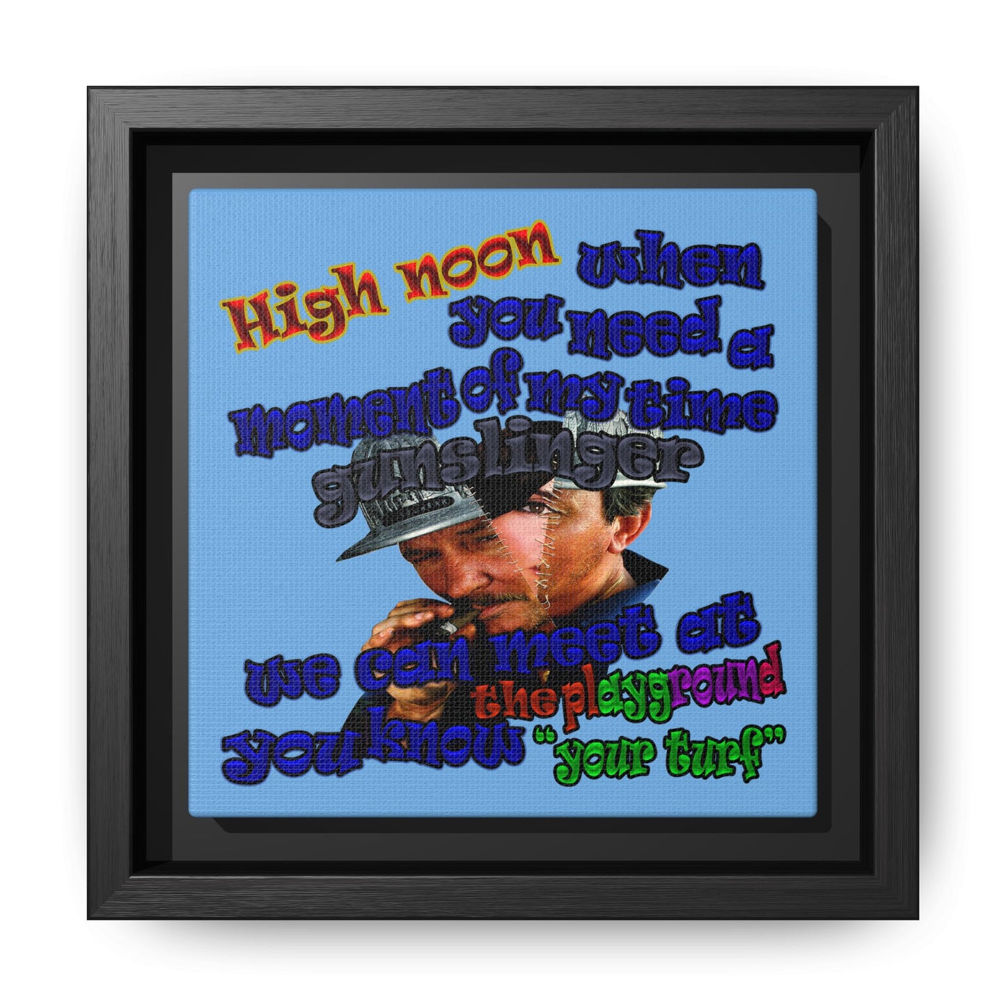 high noon - framed canvas art (light blue)