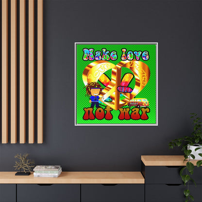 love peace - framed canvas art (logo green)