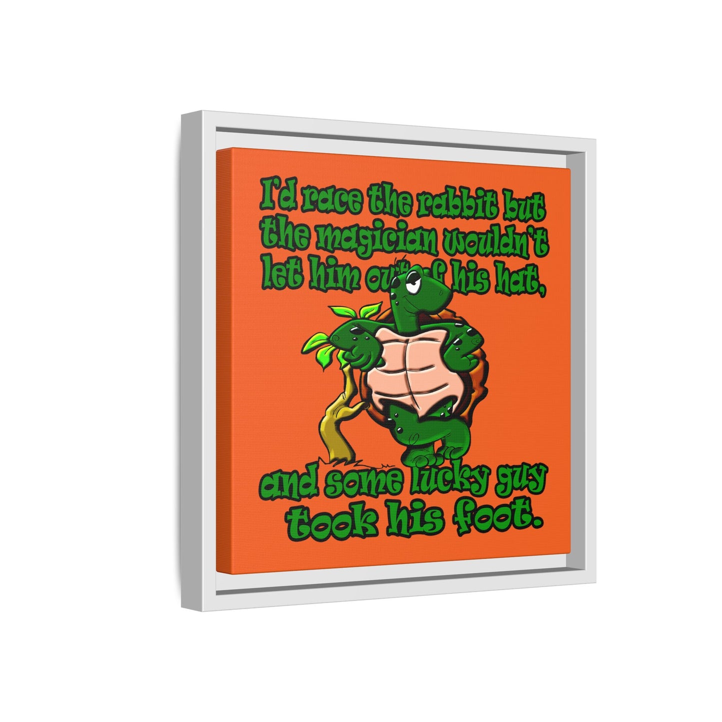 turtle race - framed canvas art (orange)