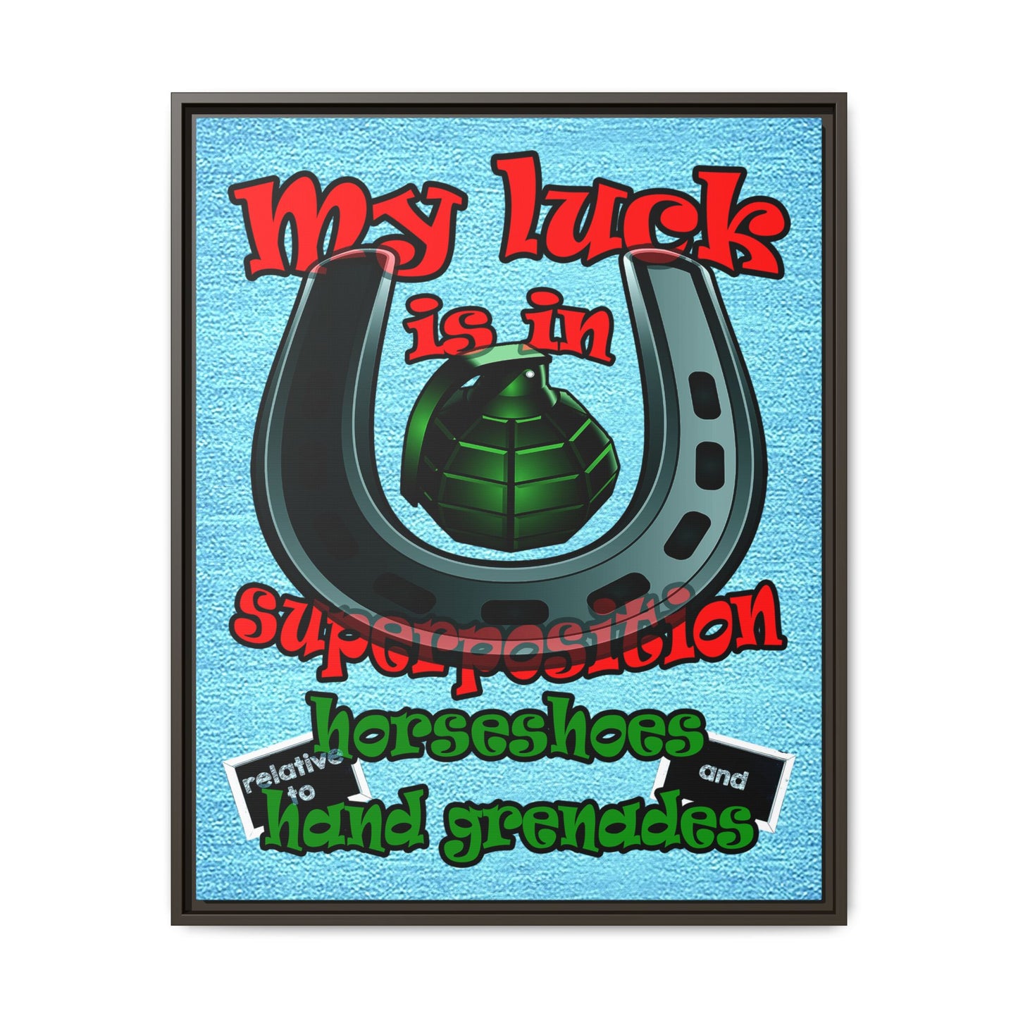 my luck - framed canvas art (faded blue)