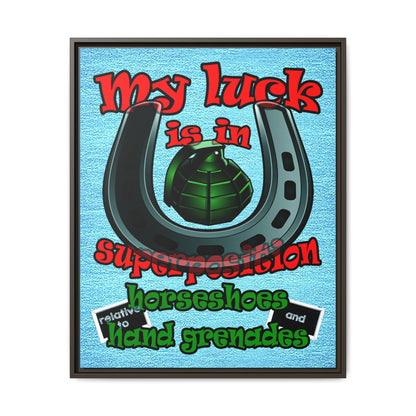 my luck - framed canvas art (faded blue)
