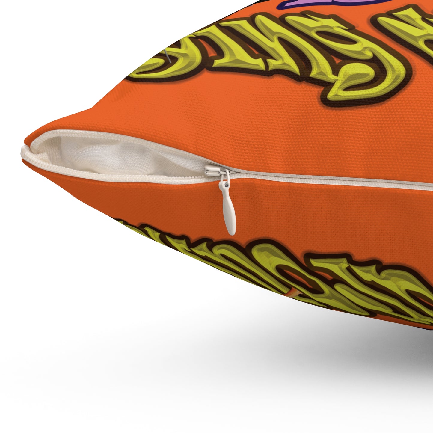 the bum's shit - Spun Polyester Square Pillow - (orange)