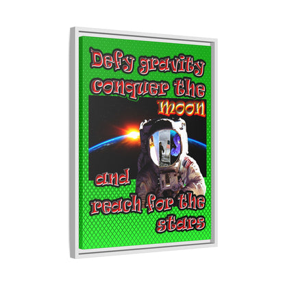 defy conquer reach - framed canvas art (logo green)