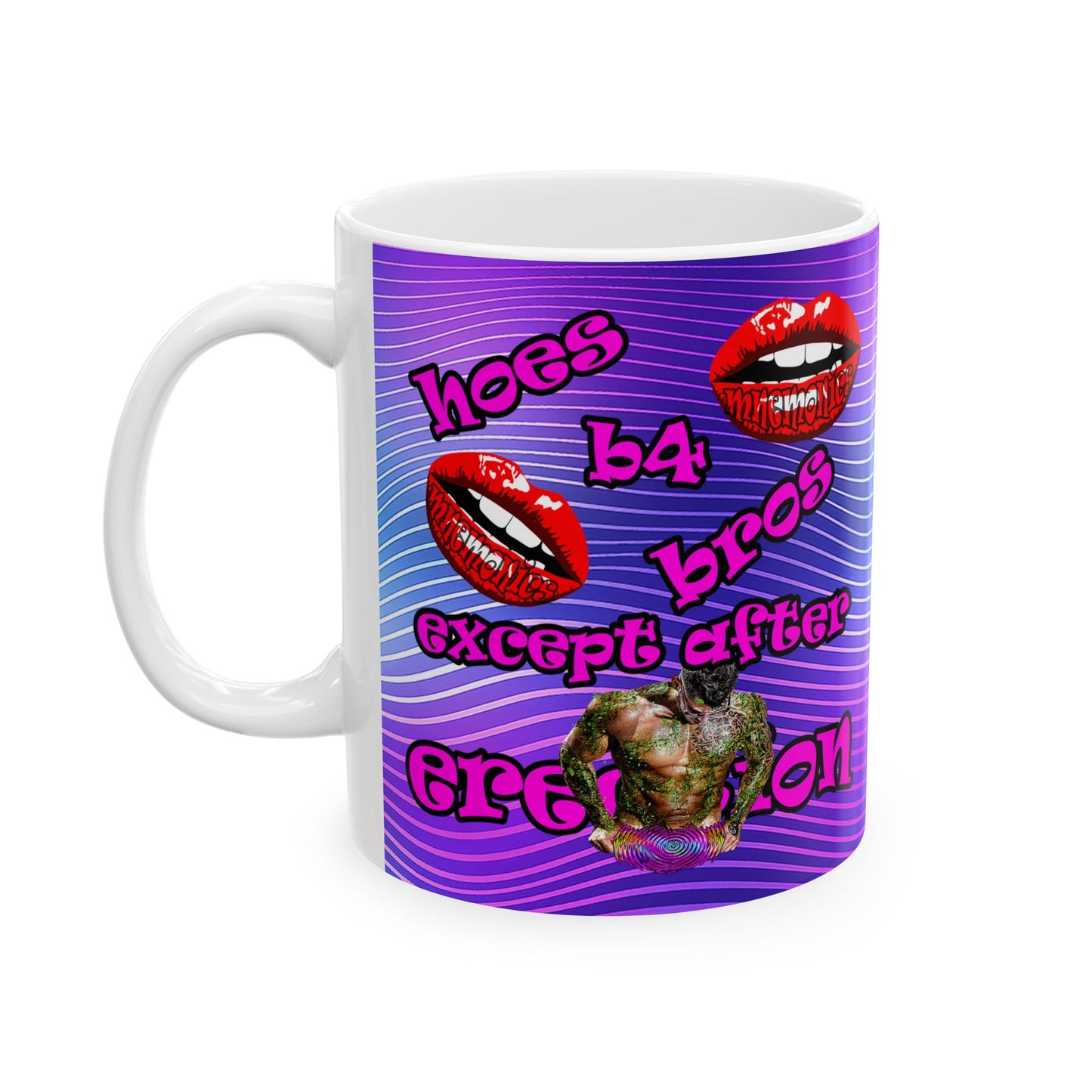 hoes b4 bros - White Mug (purple wave)