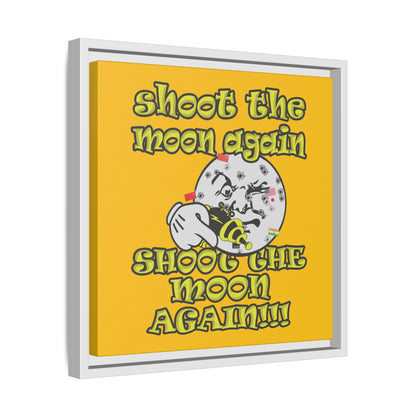 shoot the moon again - framed canvas art (yellow)