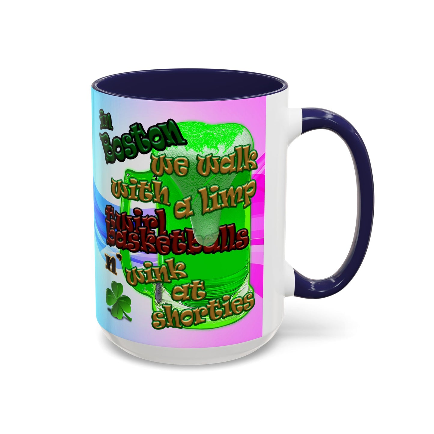 celtics logo - Accent Mug (light blue-pink wave)