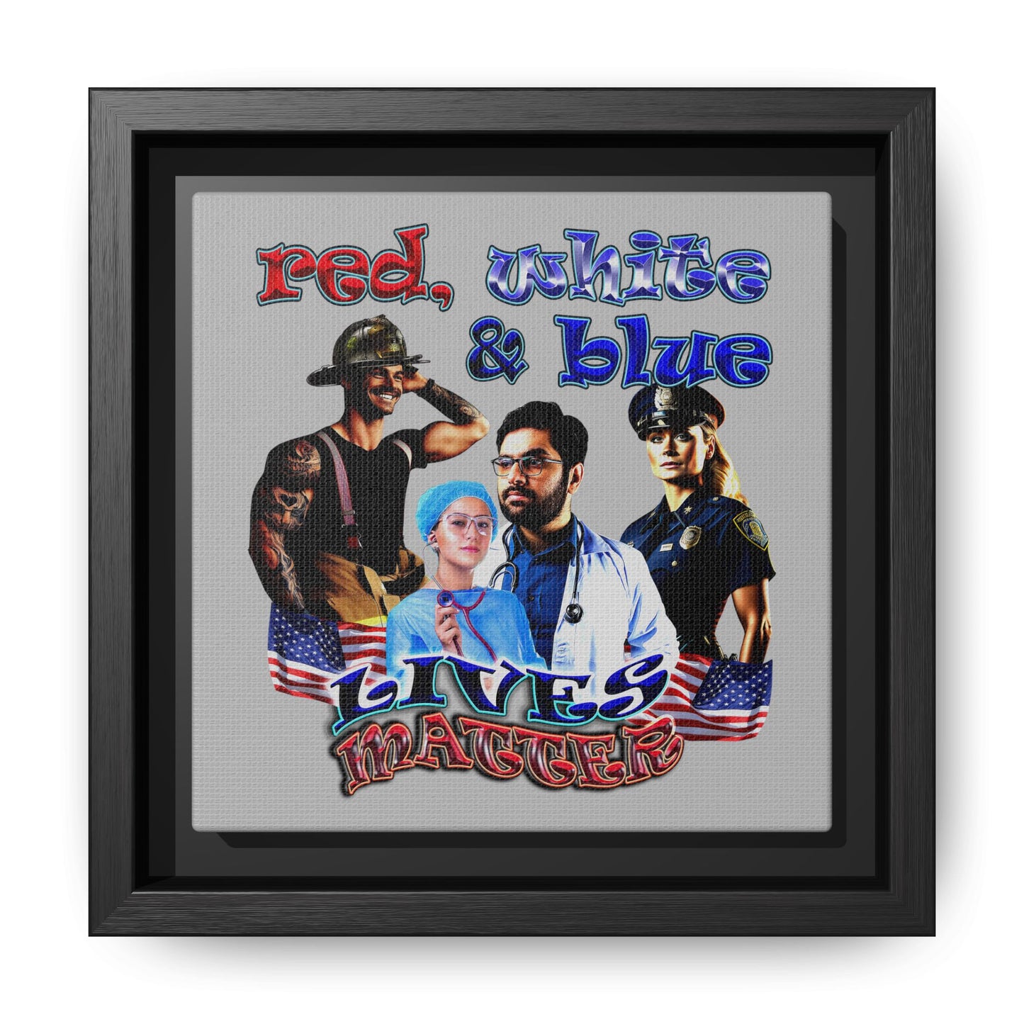 rw&b lives matter - framed canvas art (light grey)