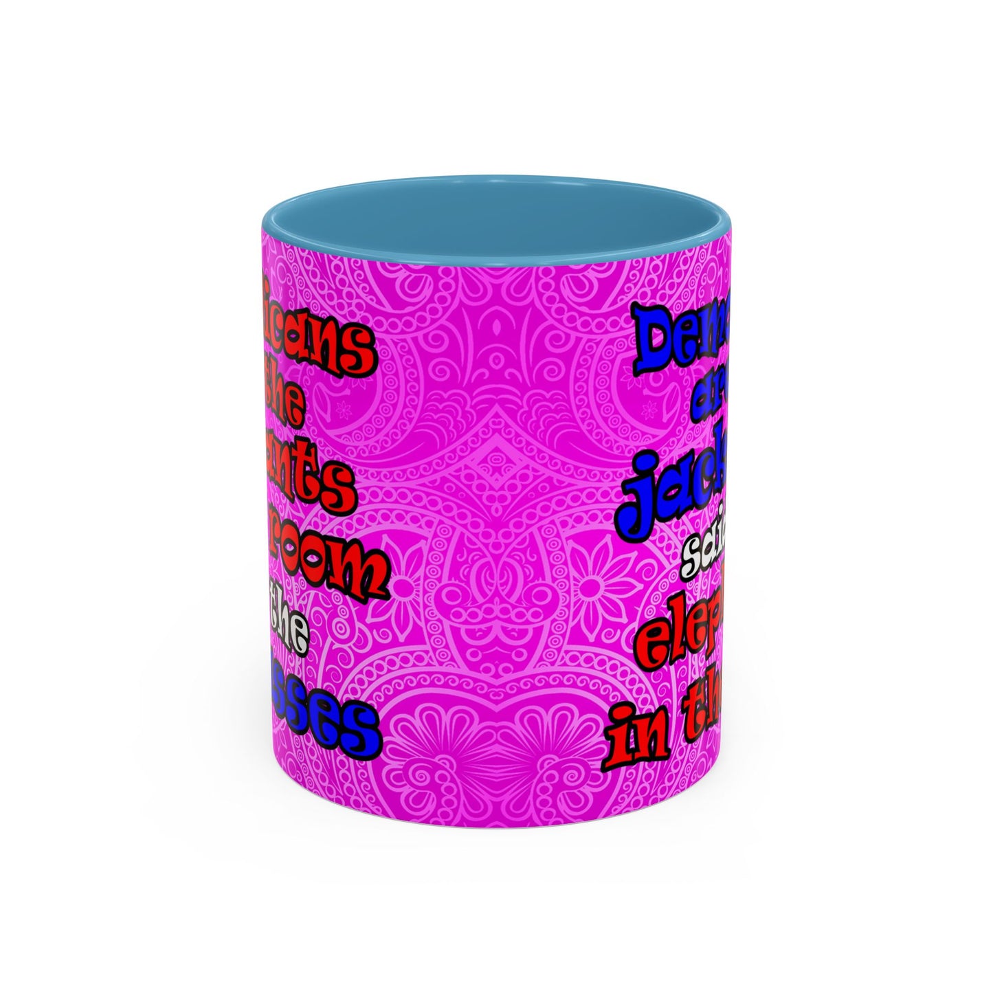 donkeys and elephants - Accent Mug (pink swirl)