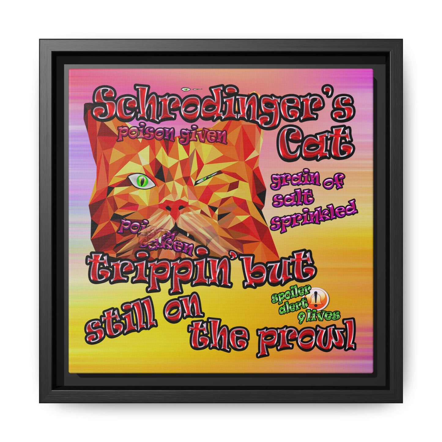schrodinger's cat - framed canvas art (color blur)