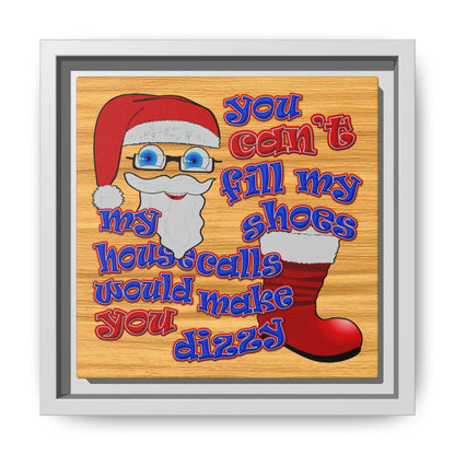 santa's shoes - framed canvas art (butterscotch wood finish)
